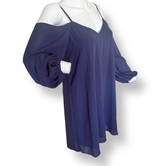 ALICE + OLIVIA Carli Cold-Shoulder Mini Dress Navy Size S - Picture 5 of 8